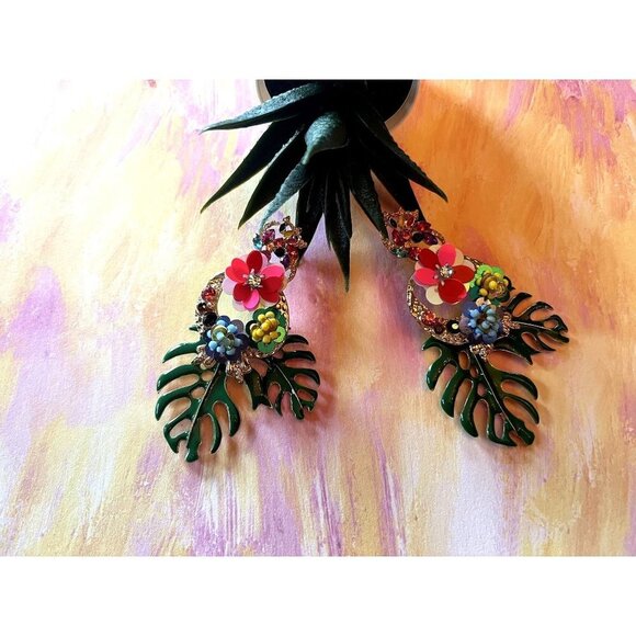 Fun Tropical Statement Dangle Earrings - Picture 2 of 7